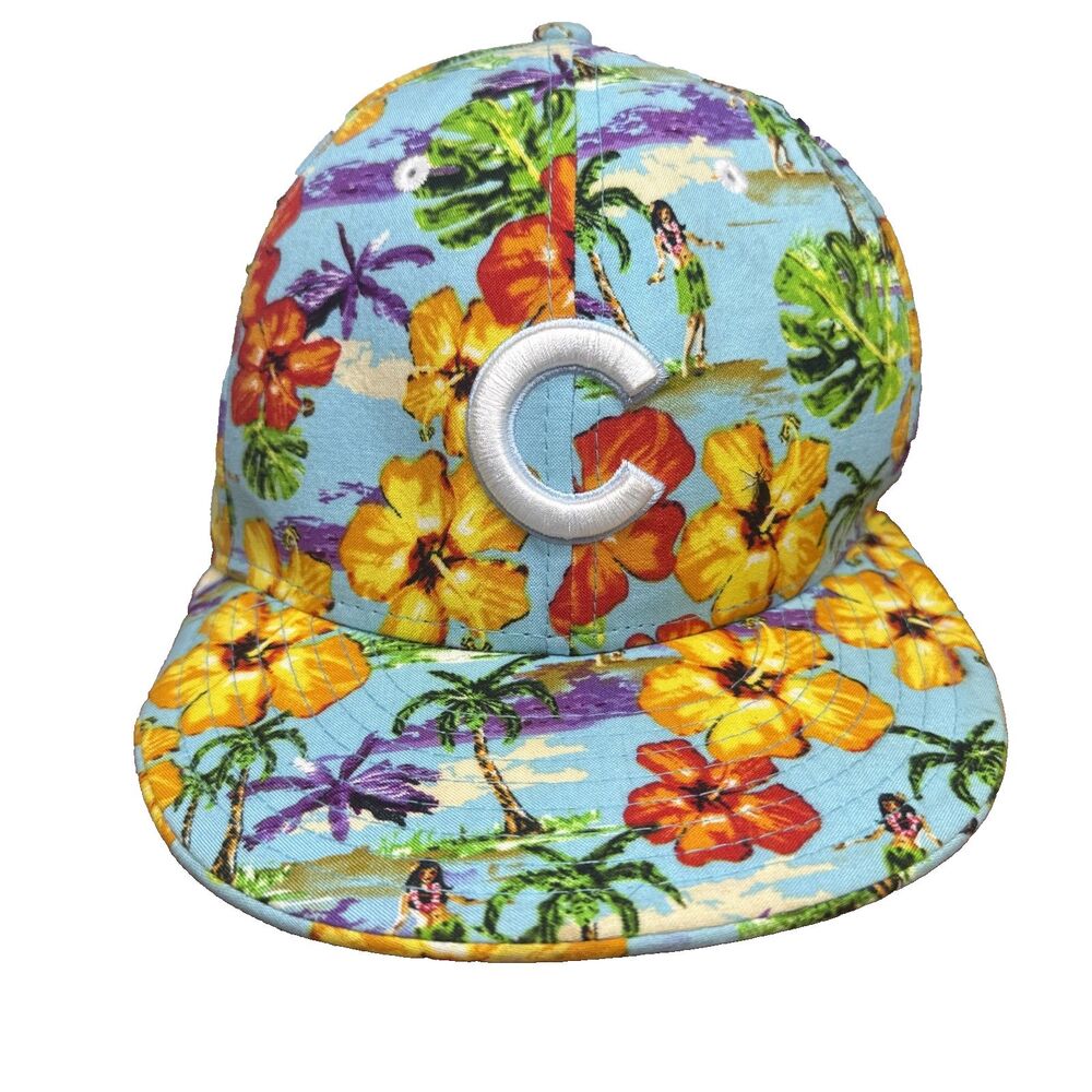 New Era Chicago Cubs Floral Snapback Hat Hawaiian Tropical Baseball Cap One Size